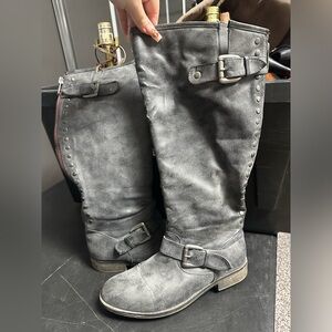 Womens Knee High Moto Boots